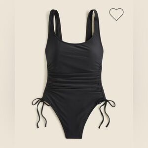 J. Crew Black One-Piece Swimsuit, Ruched Waist, Women's 12 NWT